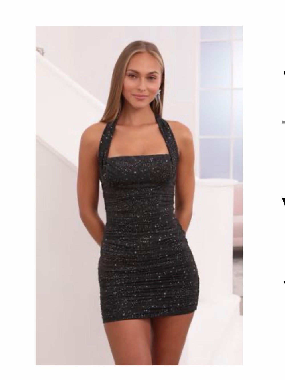 Lucy in the Sky Sparkle Halter Mini Dress in Black